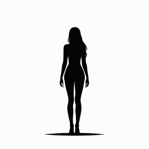 Standing woman silhouette single woman standing alone vector illustration