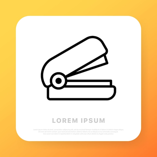 Stapler line icon Office document fasten paper clip staple work employee sheet of paper report file folder Stationery concept Vector line icon for Business and Advertising