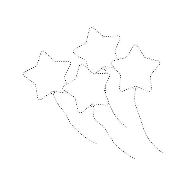 Star balloon tracing worksheet for kids