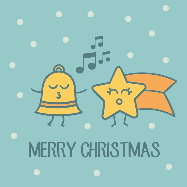 Star and Bell Christmas Card Greeting