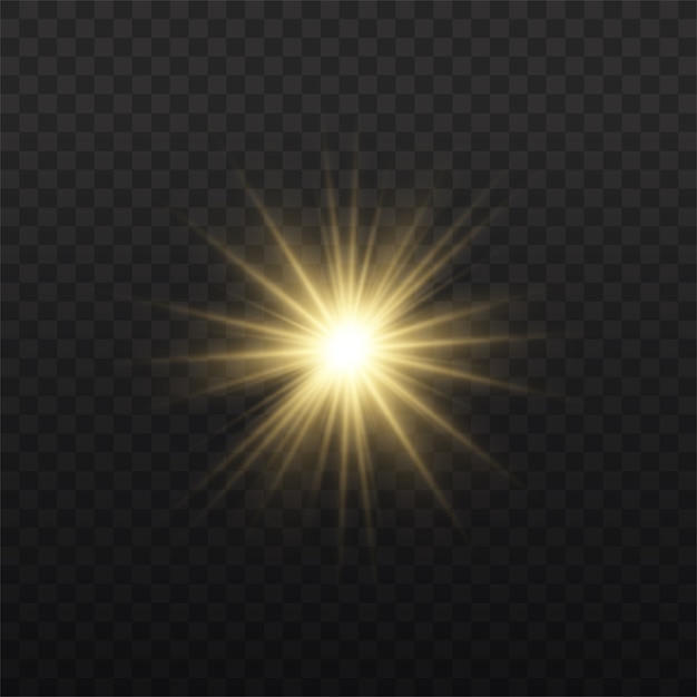 The star burst with brilliance, glow bright star, yellow glowing light burst  , yellow sun rays, golden light effect, flare of sunshine with rays