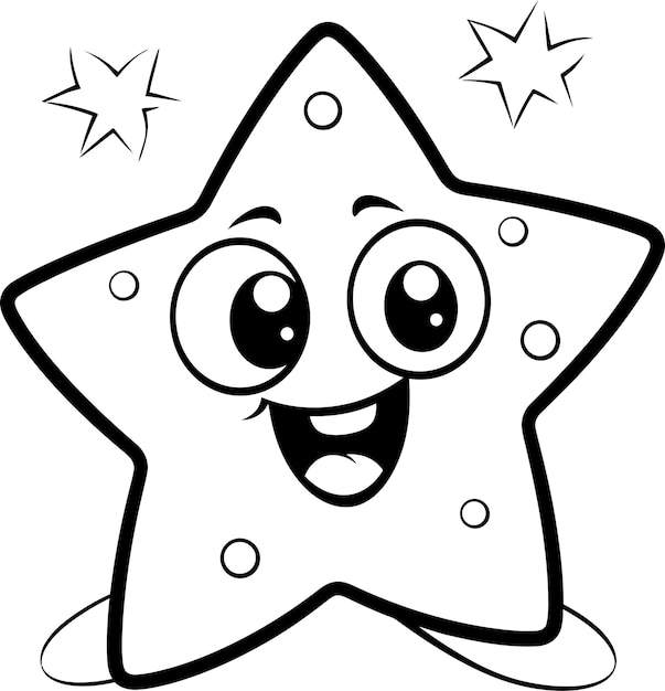 Star Cartoon Face Vector Coloring Page