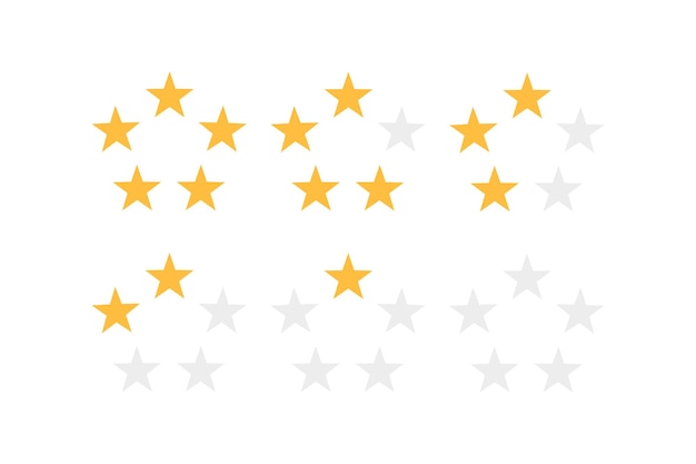 Vector star in circle 5 stars rating realistic gold star set vector iconfeedback concept set of five yellow stars