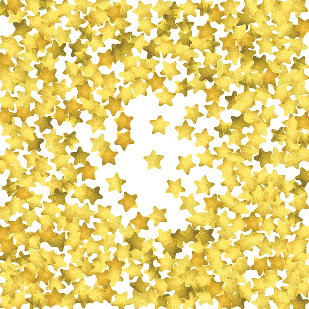 Star confetti. Gold random confetti background. Bright design template. Vector white and yellow cover template. Birthday or wedding invitation template. Abstract card for gifts. 2018 new year greeting