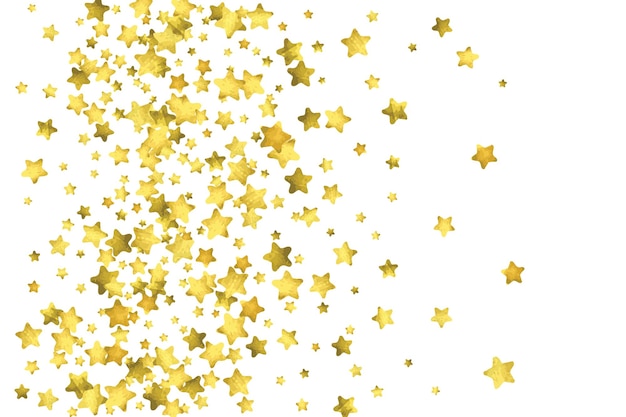 Star confetti. Gold random confetti background. Bright design template. Vector white and yellow cover template. Birthday or wedding invitation template. Abstract card for gifts. 2018 new year greeting