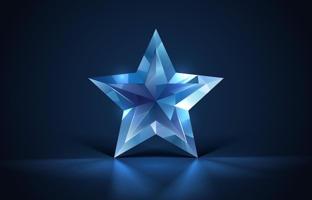 Star Crystal 3d premium award game prize icon star glass Vector