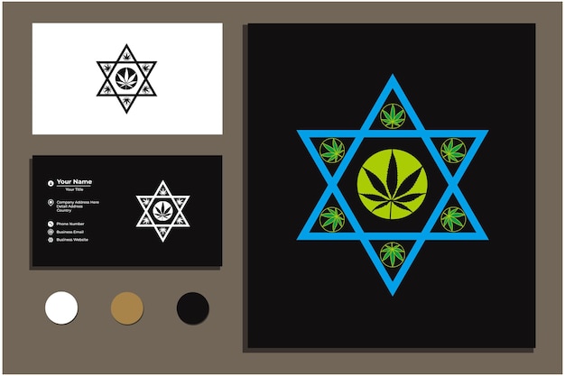 star of david cannabis logo with business card