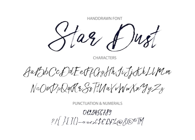 Star dust Handdrawn vector font