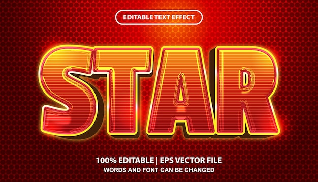 Star editable text effect template, bright red gradient with horizontal graphic pattern