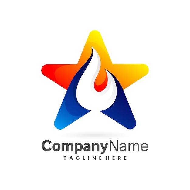 star and fire shapes logo design template