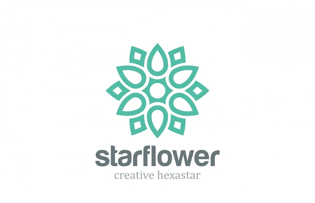 Vector star flower template in abstract linear