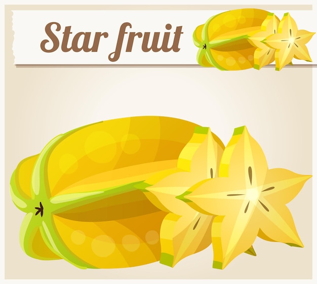 Vector star fruit carambola cartoon vector icon