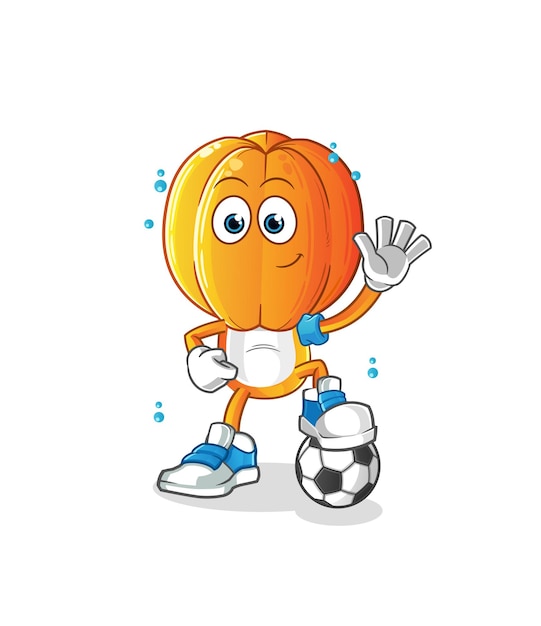 Star fruit head cartoon playing soccer illustration. character vector