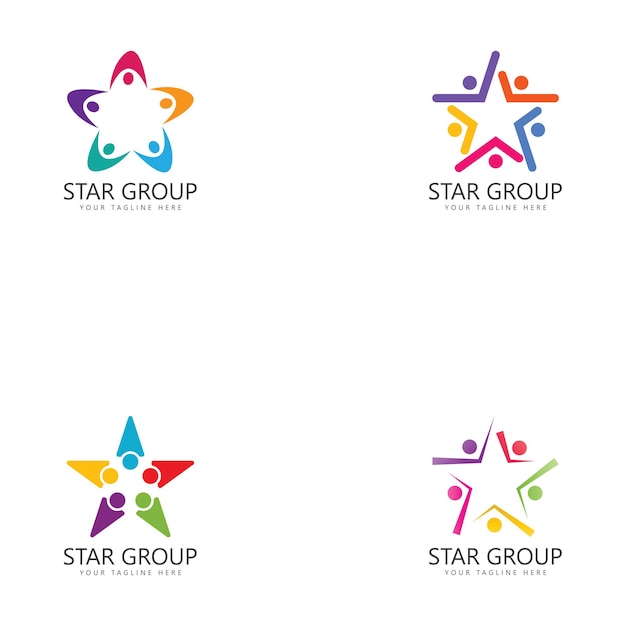 Star group people logo design template