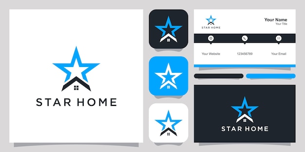 Star Home logo icon symbol template logo and business card