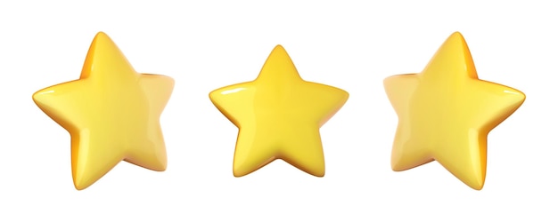 Star icon in cartoon 3d style isolated on white background Vector illustration plastic volumetric yellow star