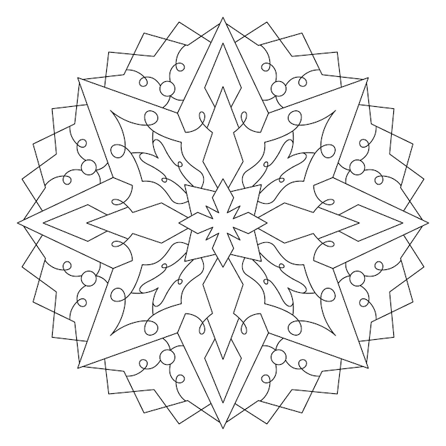 Star mandala design coloring page for adult