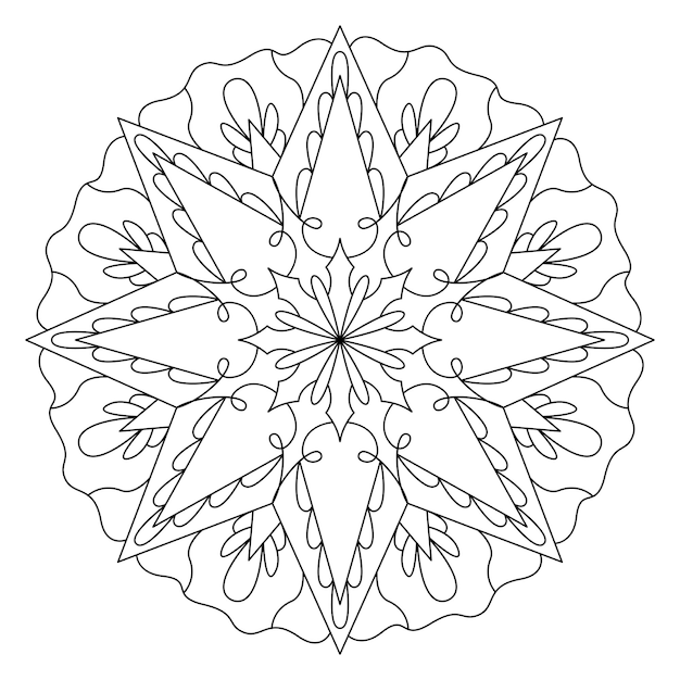 Star mandala illustration for coloring page