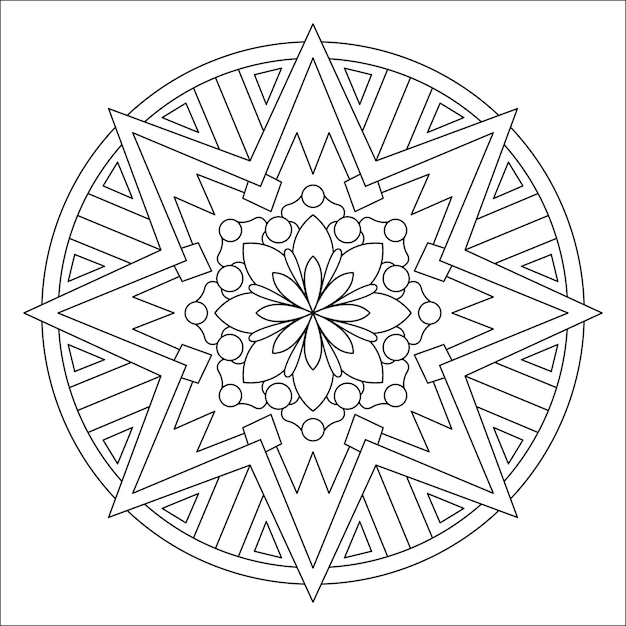 Star Mandala Illustration For Coloring Page