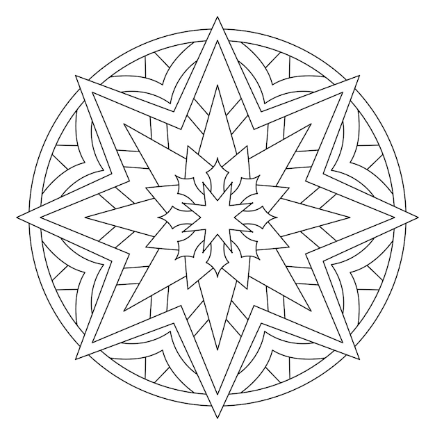 Star Mandala Illustration For Coloring Page