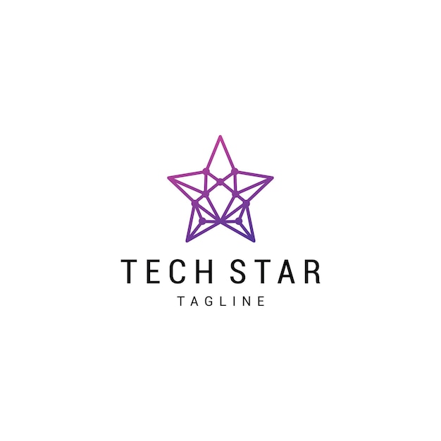 Star and network line technology logo design Premium Vector