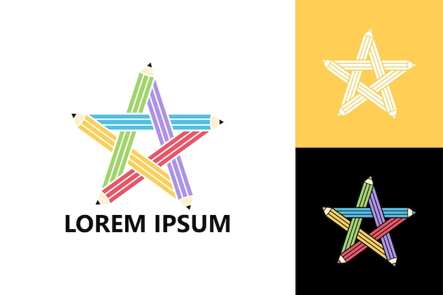 Star pencil logo template design vector