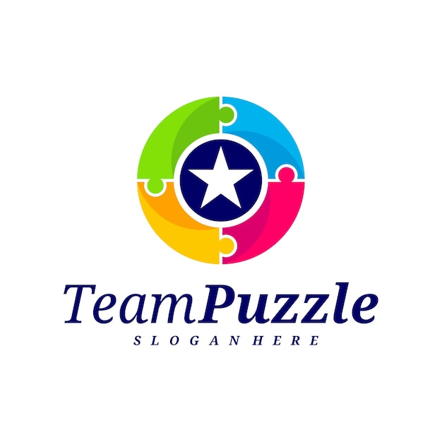 Star Puzzle logo design vector template Vector label of puzzle illustration Creative icon design concept