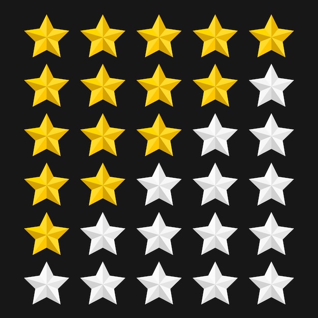 Star rating template with colored stars.   illustration.