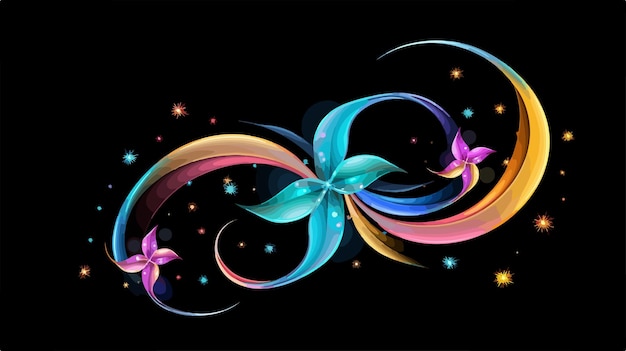 Vector star salute swirl three petals raster illustration