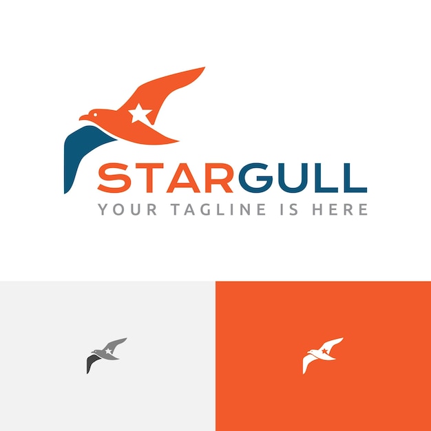 Star Seagull Bird Flying Transportation Delivery Travel Nature Logo