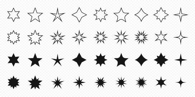 Star shapes Star icons collection Star icons isolated on transparent background Sparcle icons Starburst icons Isolated vector graphic