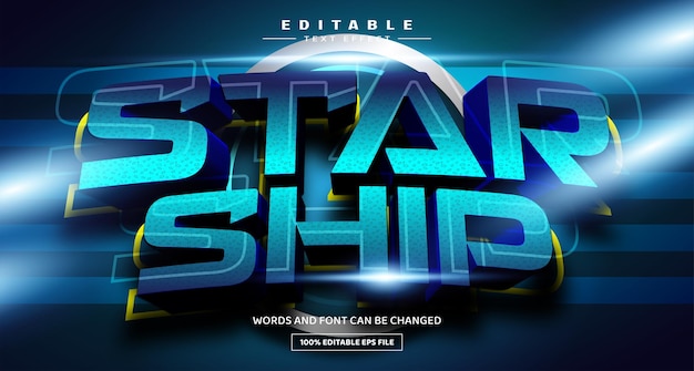 Star ship 3D editable text effect template