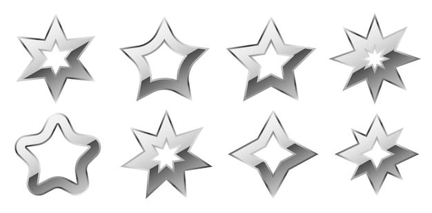 Star silver gradient luxury symbols set Stars of premium show class for decoration of candles