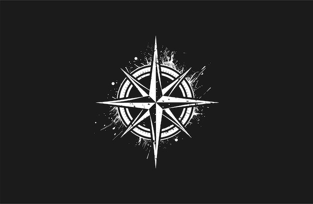 Star sun logo engraving style vector illustrations