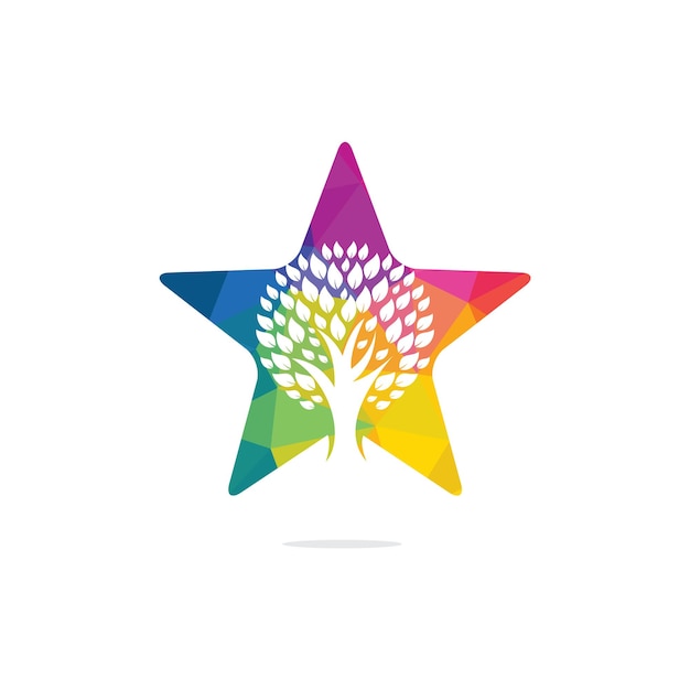 Star Tree Vector Logo Design