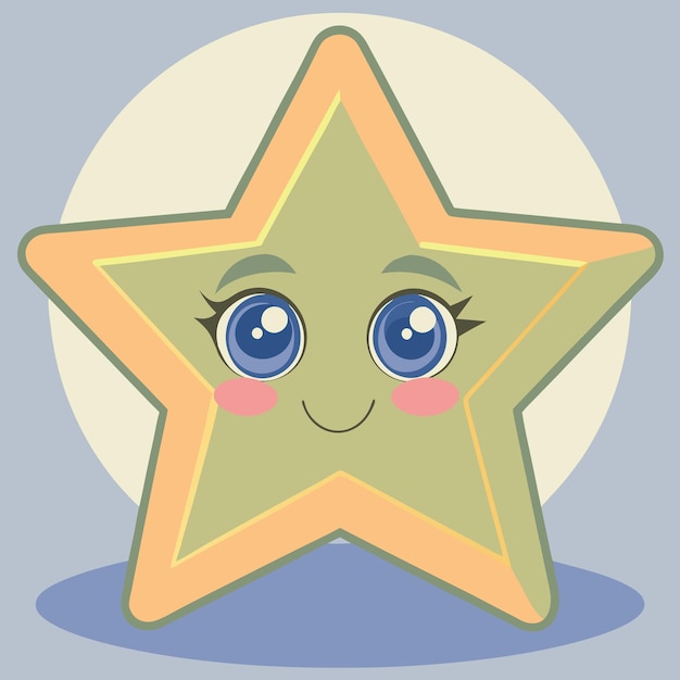 Vector a star with a pink nose and a blue eyes and a pink ribbon with a pink dot on it