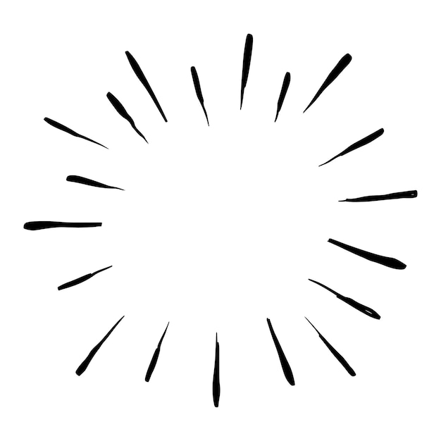 Starburst sunburst hand drawn Design Element Fireworks Black Rays Comic explosion effect Radiating radial lines