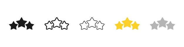 Stardom set icon Review feedback rating flicker star starry sky comet shooting star with tail twinkle desire Dream concept Vector five icon in different style on white background