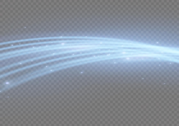 Stardust blue wave Sparkle light blur line Swirl trail effect Glowing wavy speed Vector