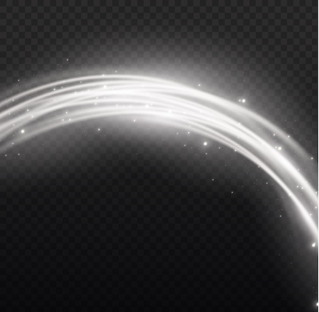 Stardust white wave Sparkle light blur line Swirl trail effect Glowing wavy speed Vector