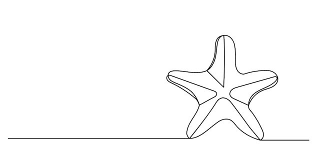 Starfish drawing in one continuous line vector