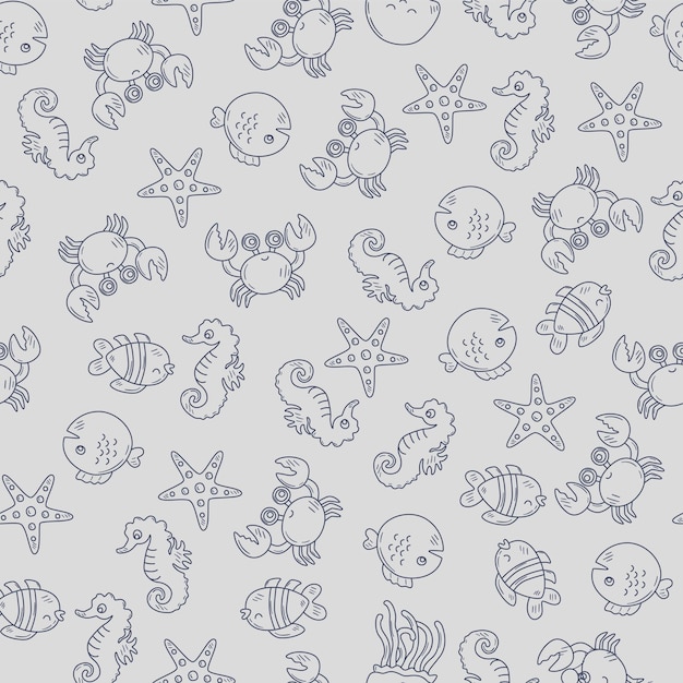 STARFISH AND SEAHORSE SEAMLESS PATTERN IN VECTOR FILE