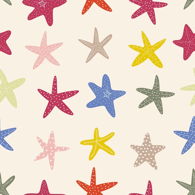 Starfish seamless pattern Atlantic star Marine Animal Vector print