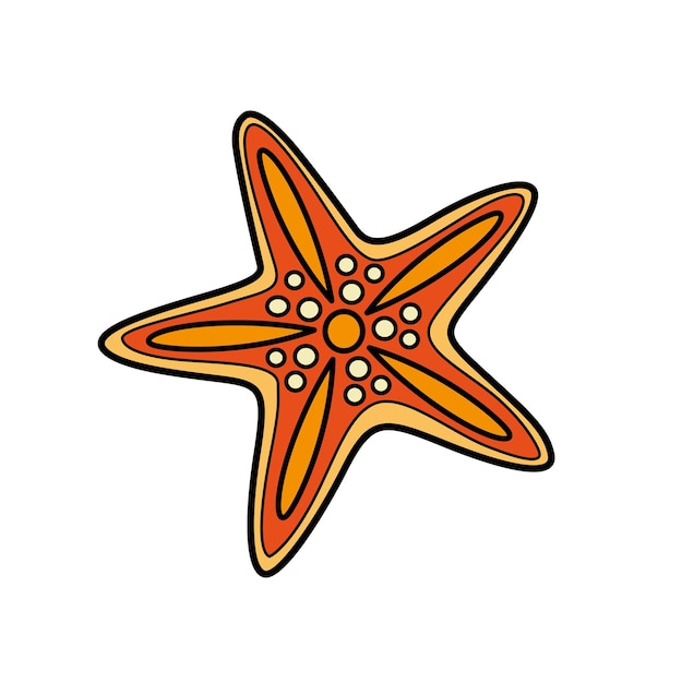 Starfish with thin beams outlined for coloring page isolated on white background