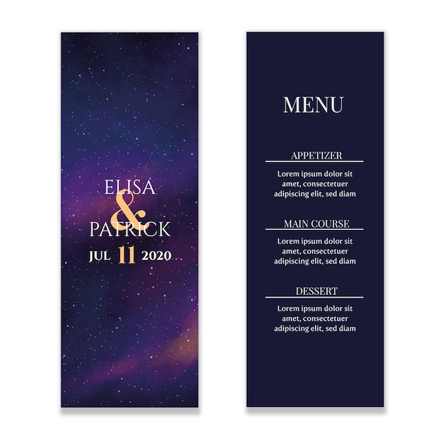 Starry Sky Wedding Menu