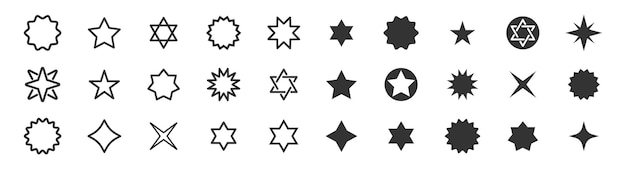 Stars collection Star icons set Gold and Black star icon set Vector illustration