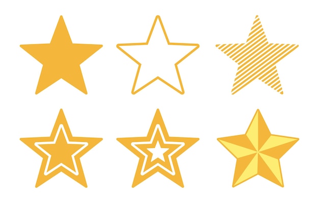 Stars collection Star vector icons Golden and Black set of Stars isolated on transparent background