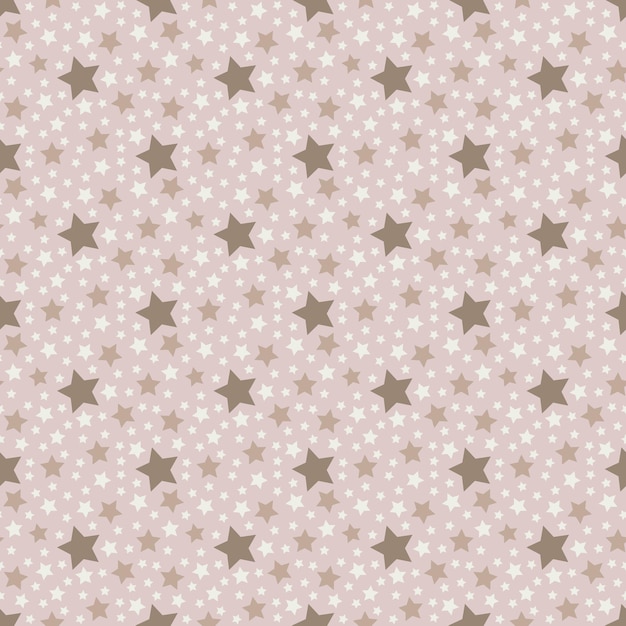 Stars seamless pattern big and small in pastel colors on beige pink background Vector stars