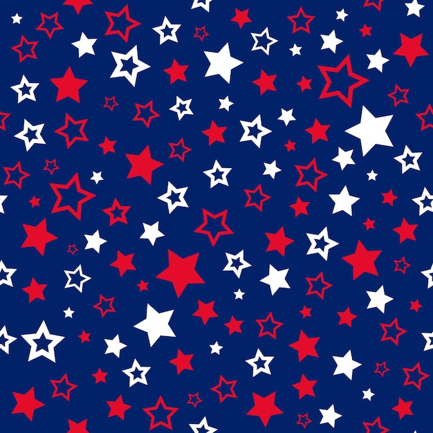 Stars seamless pattern USA colors vector background Pattern for wrapping paper fabric print