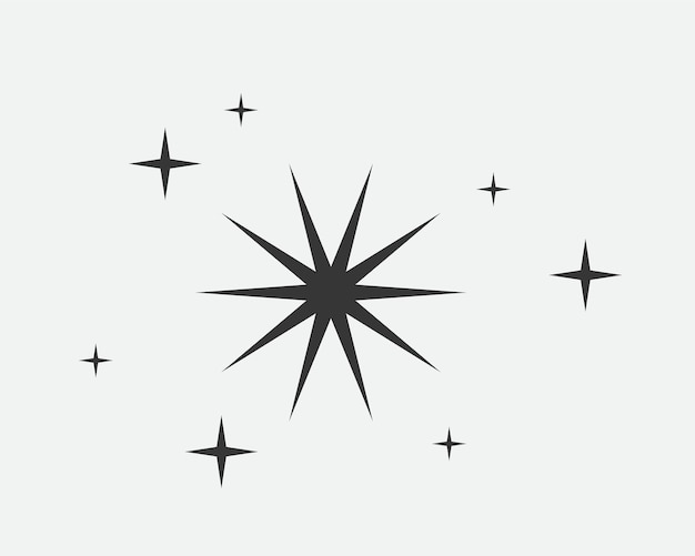 Stars vector icon Abstract star symbol black and white Galaxy collection sign